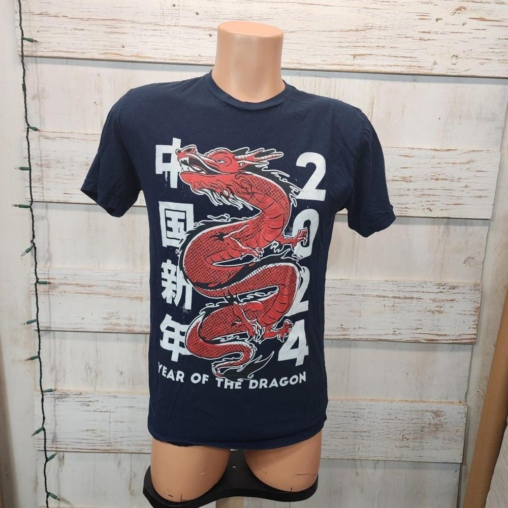 Navy and red Year of the Dragon cotton T-shirt